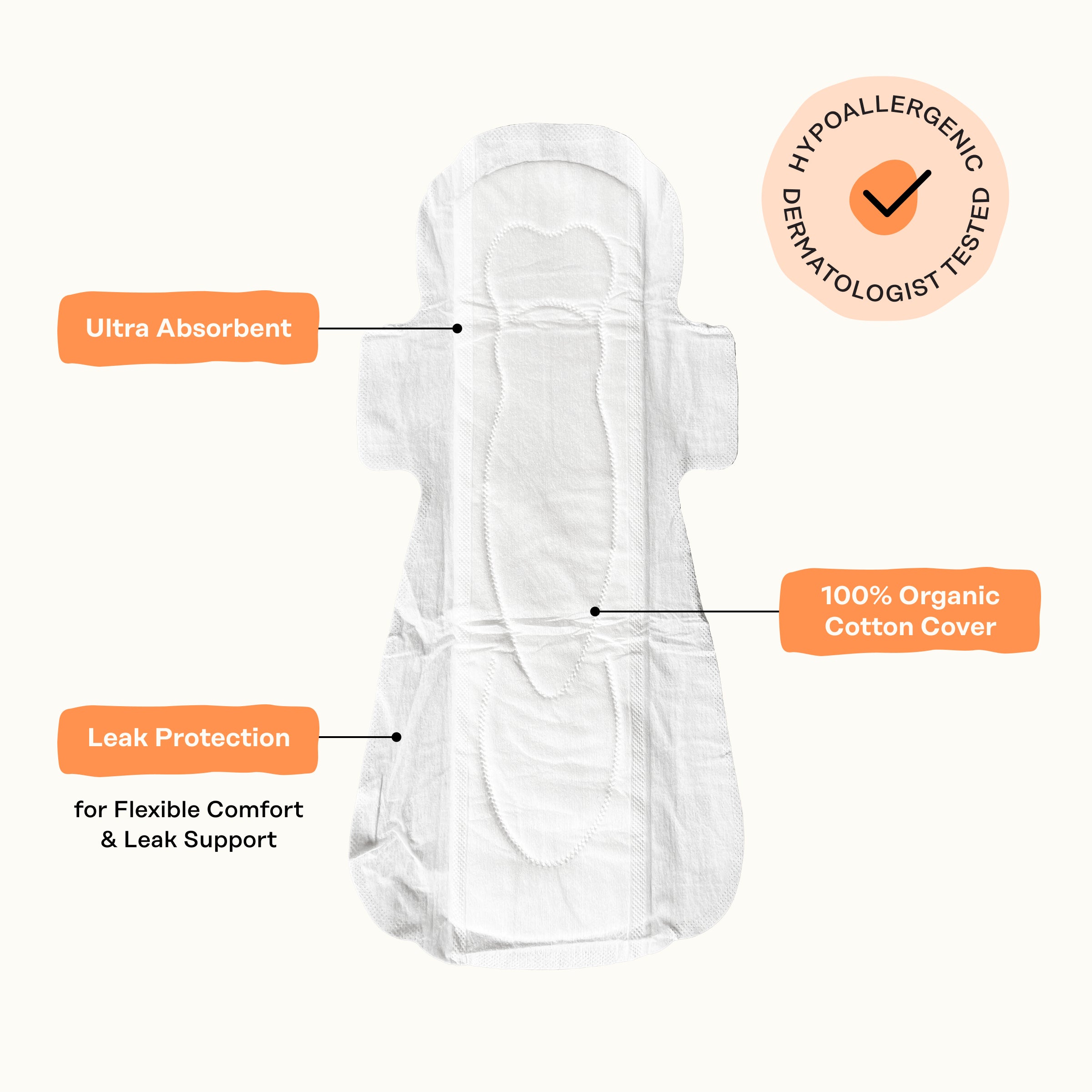 Incontinence 100% Organic Cotton Comfort Cover Nighttime Pads (JQXE)