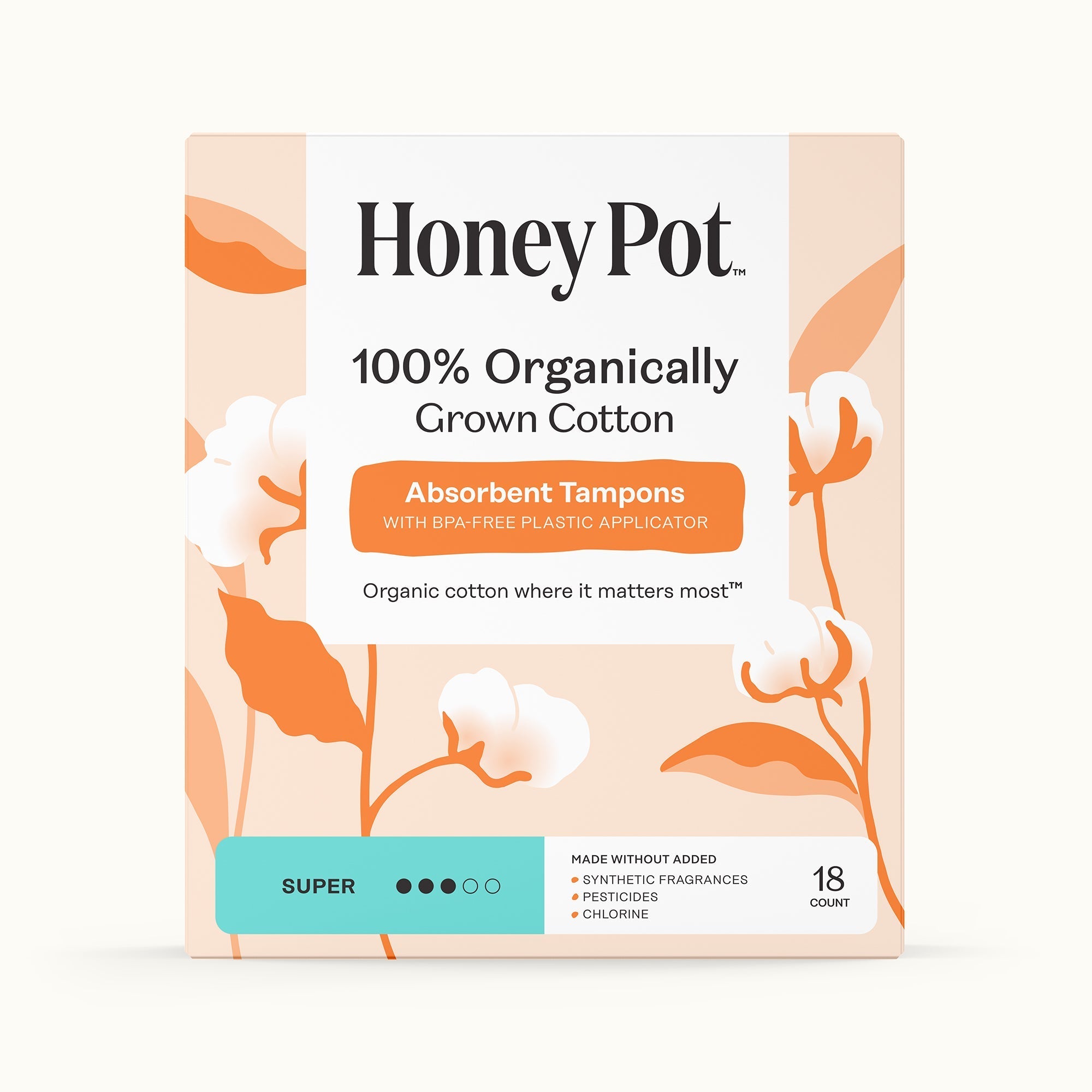 Super 100% Organically Grown Cotton BPA Free Plastic Applicator Tampons (7VKK)