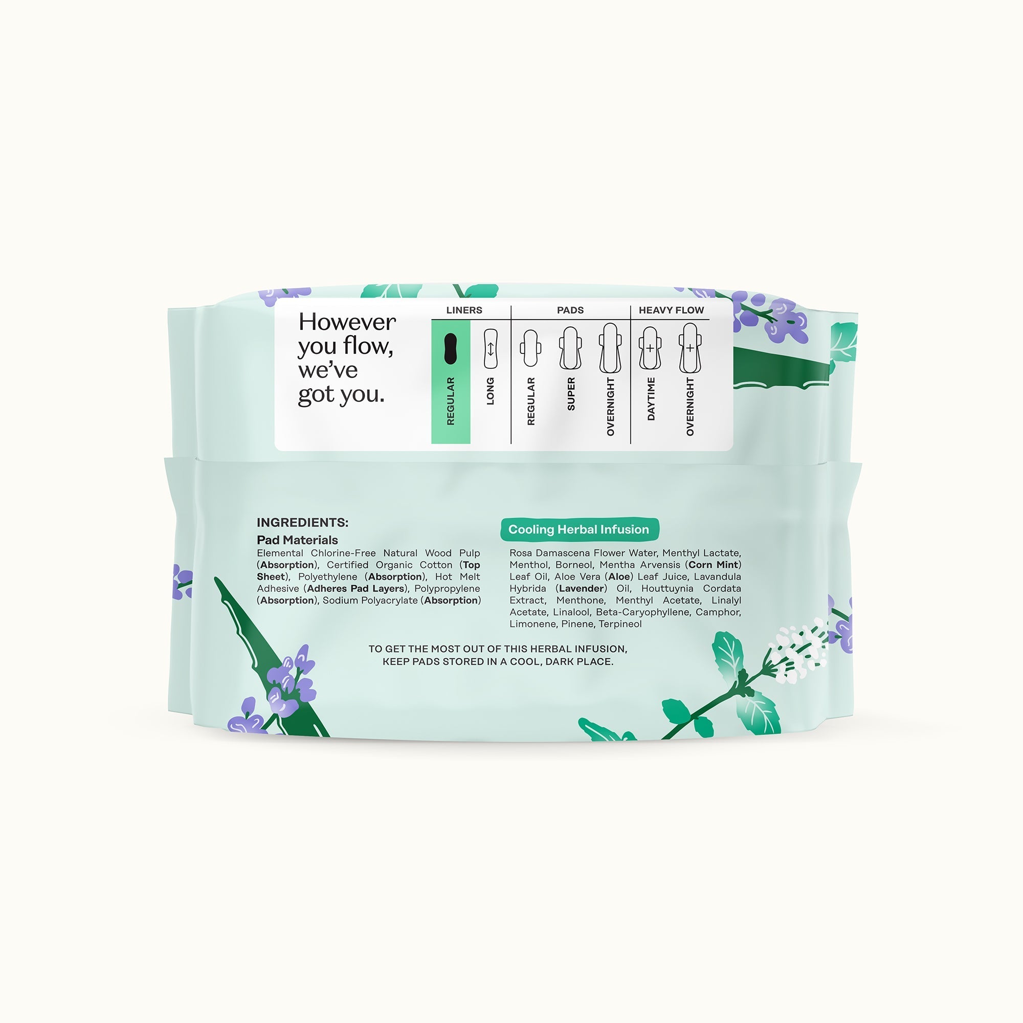 Organic Cotton Cover Cooling Herbal Infusion Regular Liners (VZ3Z)