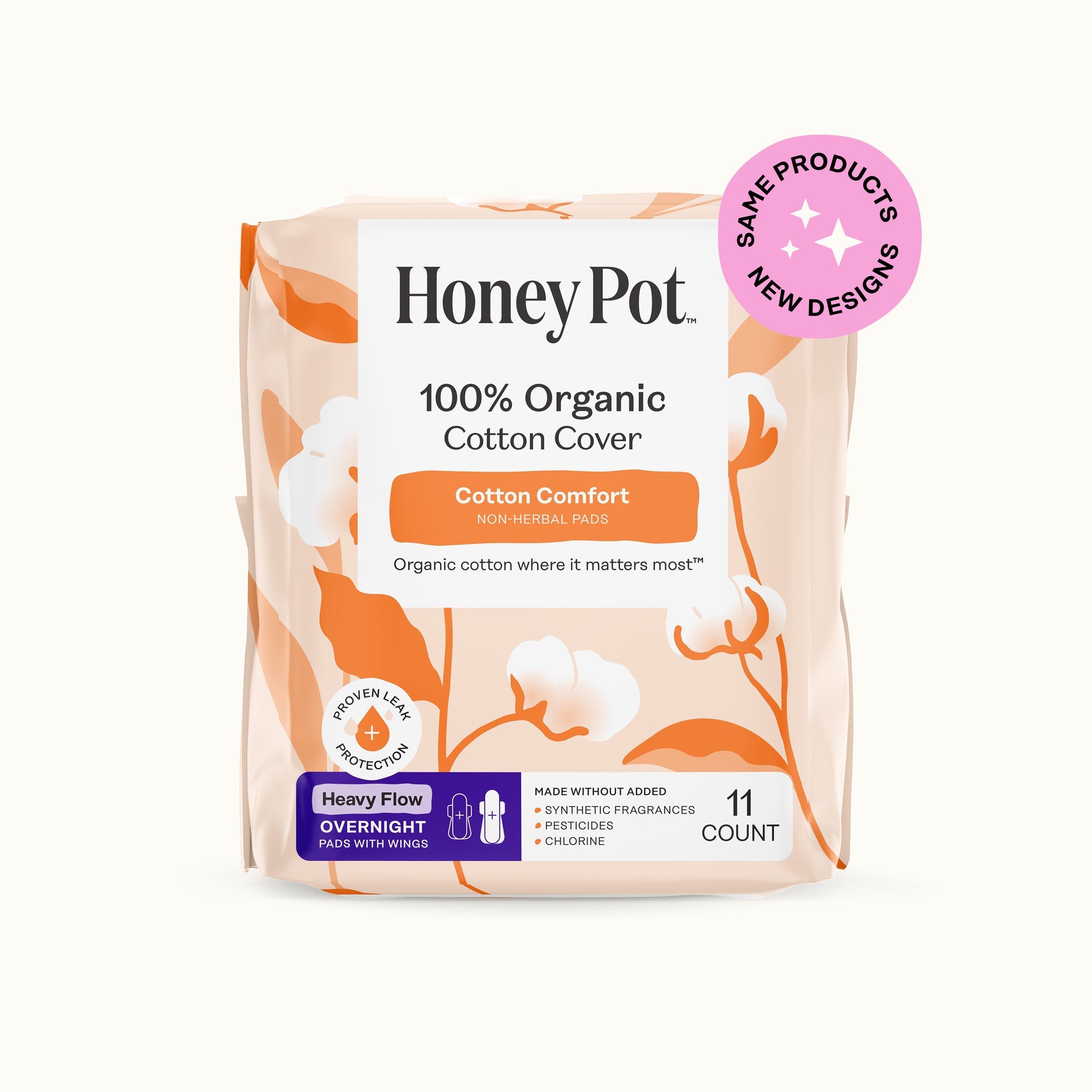 Organic Cotton Comfort Cover Heavy Flow Overnight Pads (67V7)