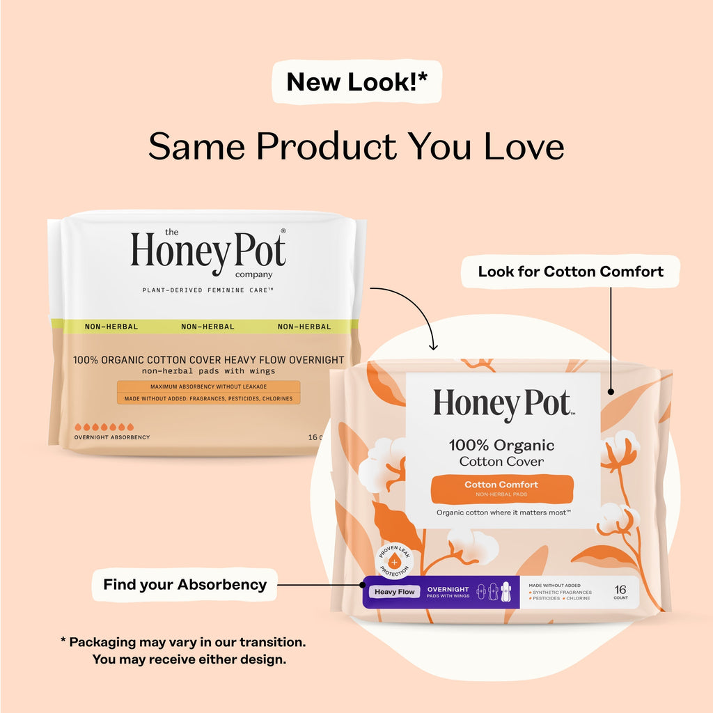 Organic Cotton Comfort Cover Heavy Flow Overnight Pads (67V7)