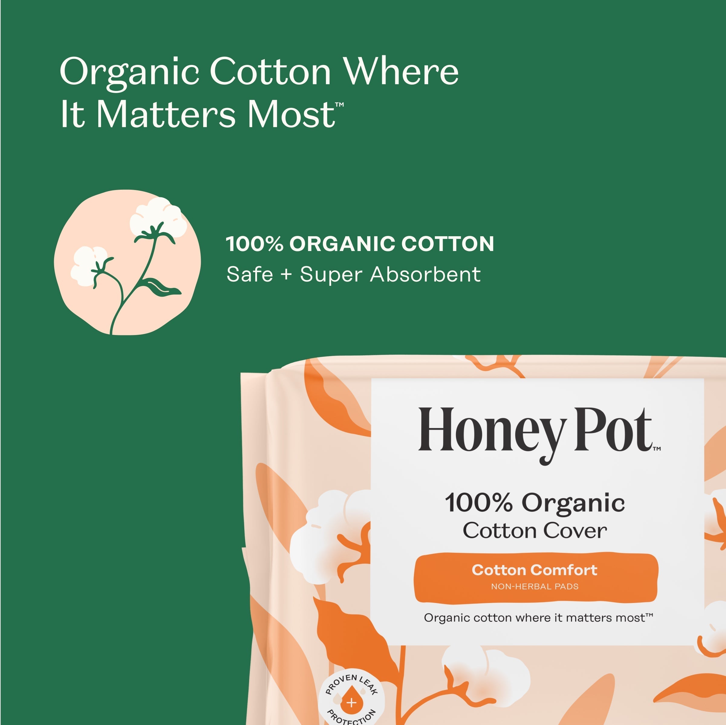 Organic Cotton Comfort Cover Heavy Flow Overnight Pads (67V7)