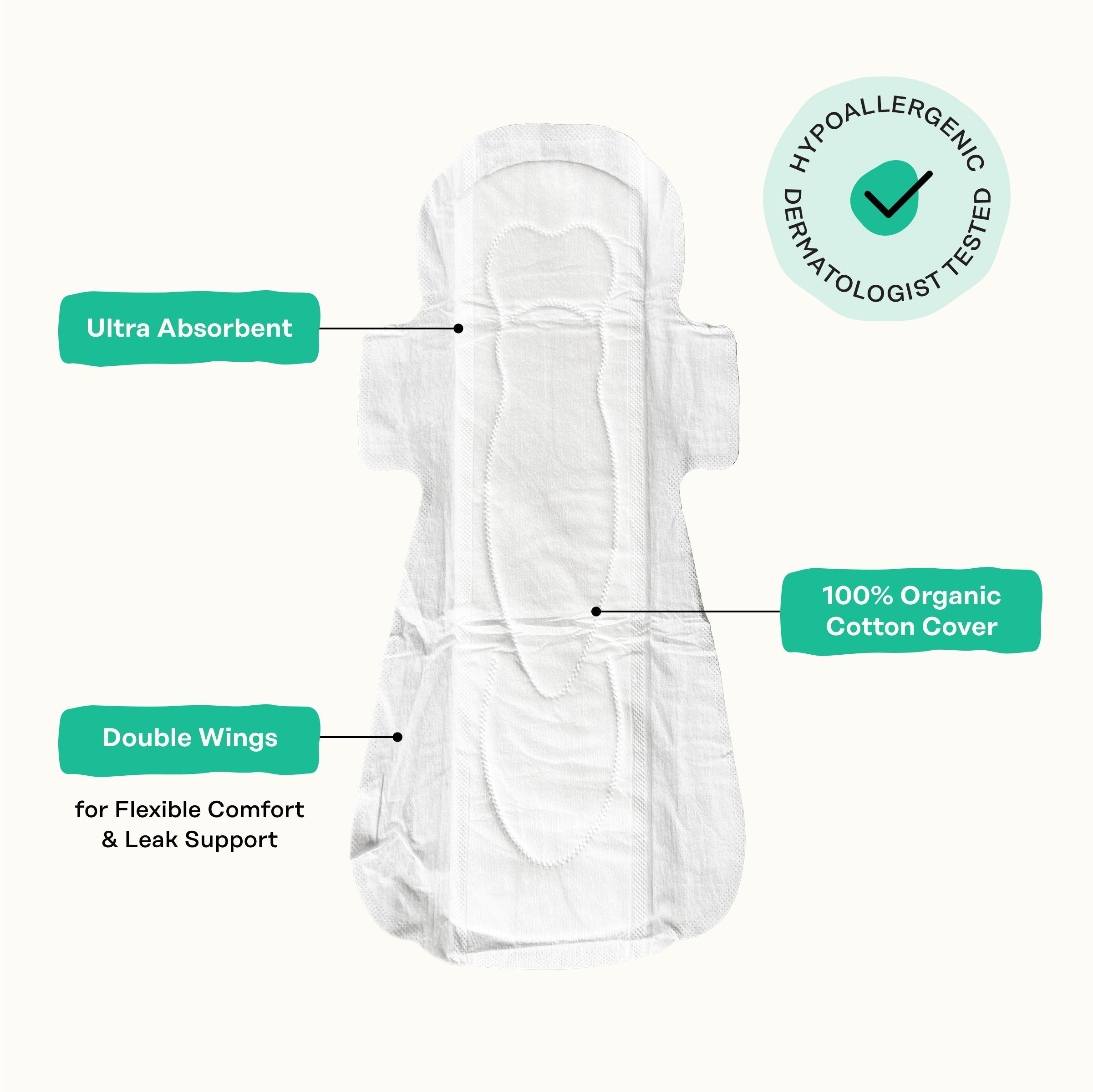 Organic Cotton Cover Cooling Herbal Infusion Heavy Flow Overnight Pads (KIDJ)
