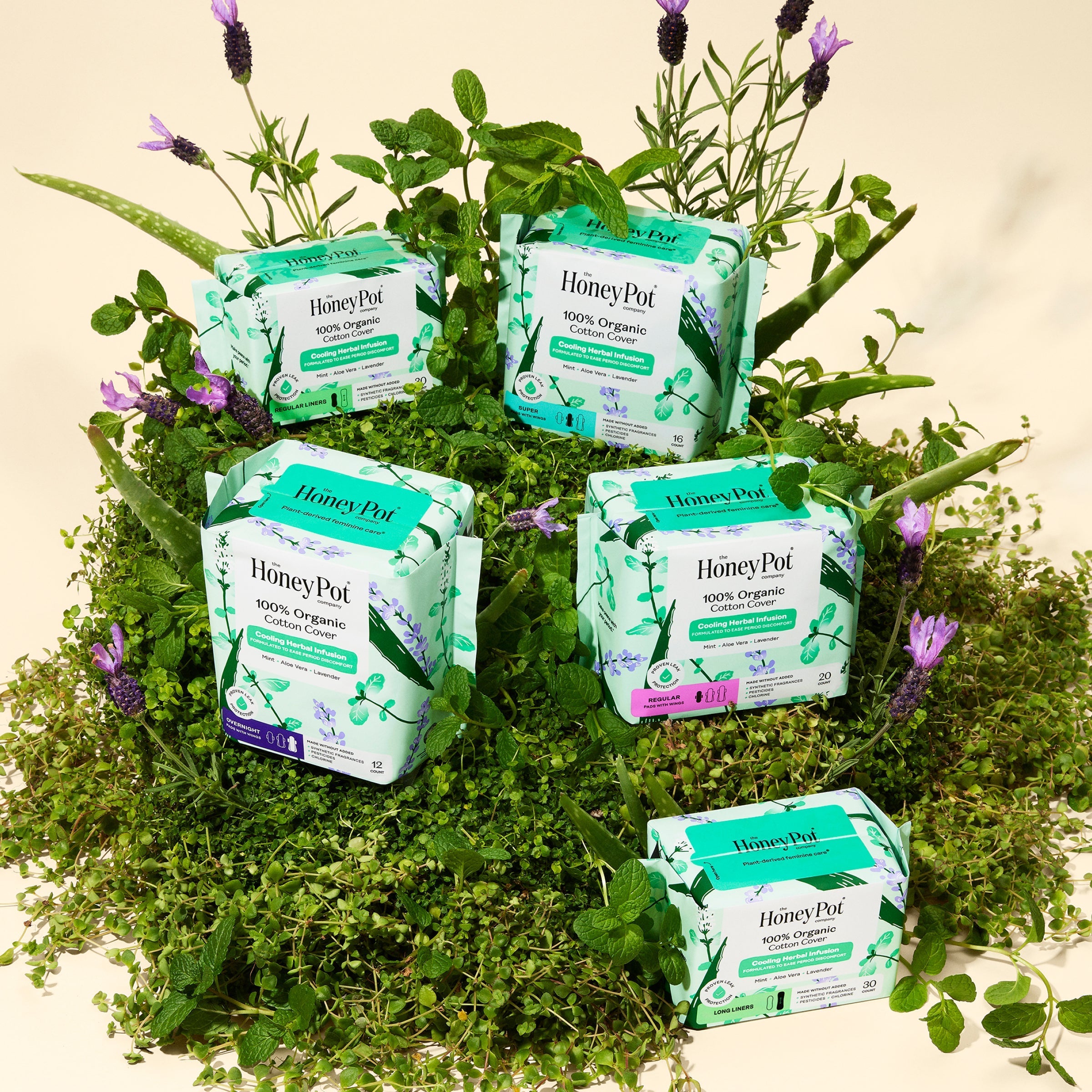 Organic Cotton Cover Cooling Herbal Infusion Regular Pads (XVDP)
