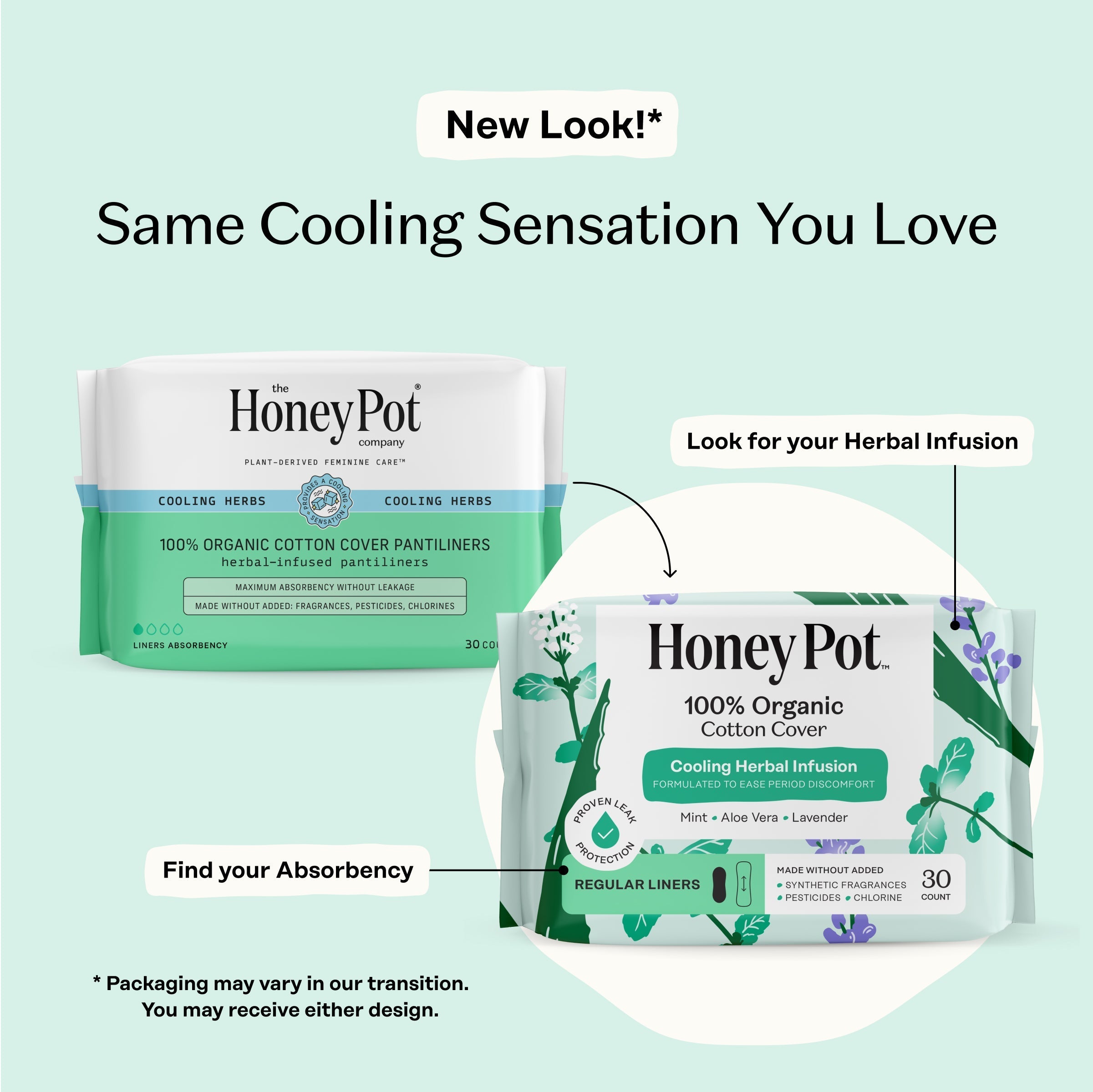 Organic Cotton Cover Cooling Herbal Infusion Regular Liners (VZ3Z)