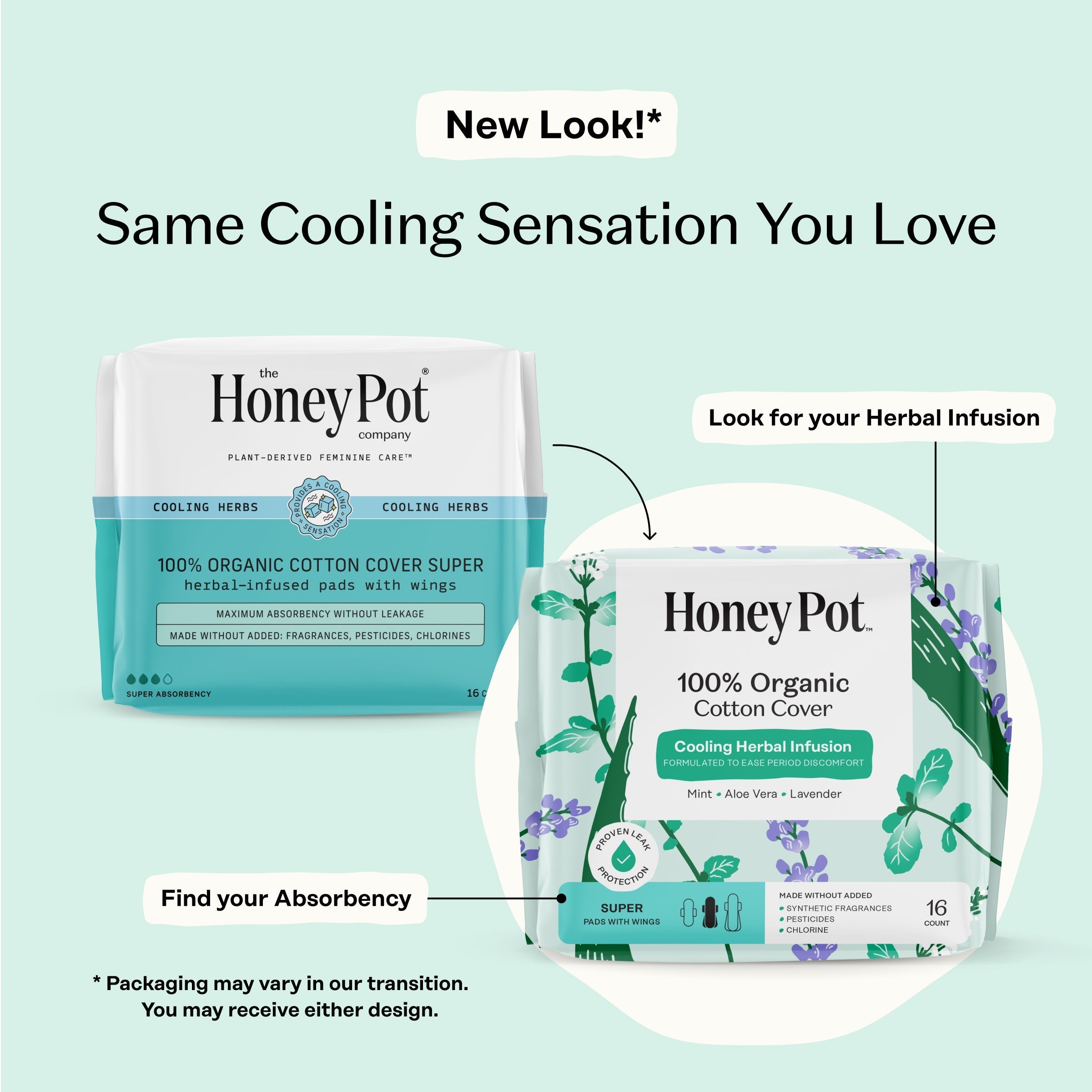 Organic Cotton Cover Cooling Herbal Infusion Super Pads (THVD)