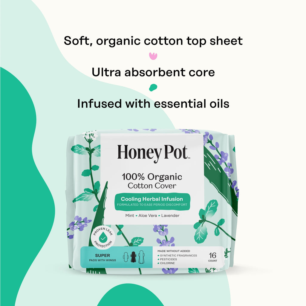 Organic Cotton Cover Cooling Herbal Infusion Super Pads (THVD)