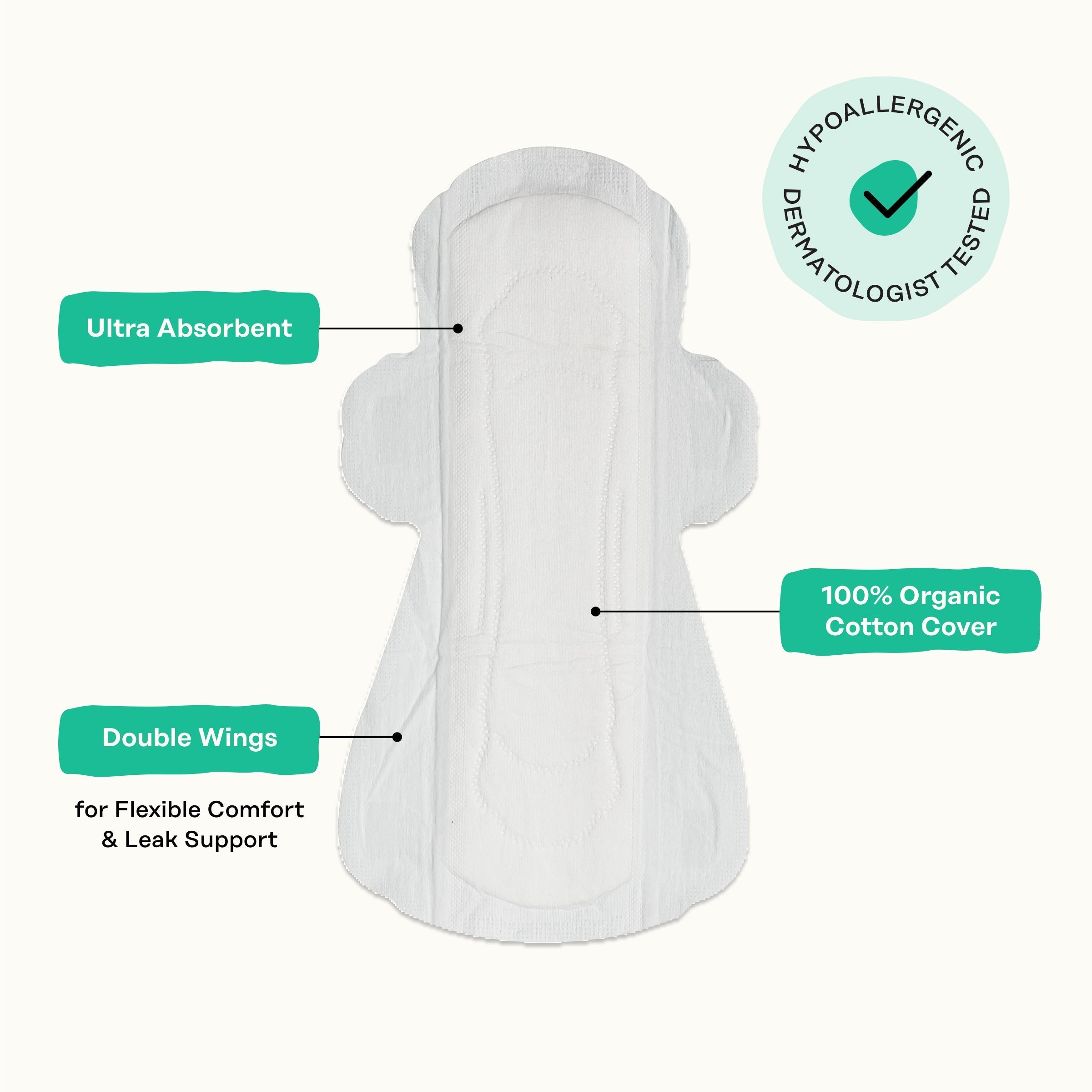 Organic Cotton Cover Cooling Herbal Infusion Super Pads (THVD)