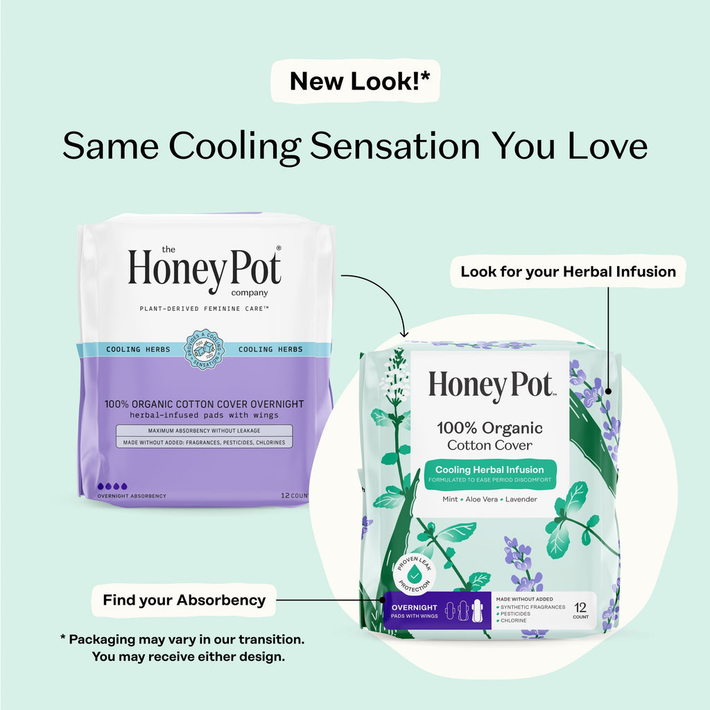 Organic Cotton Cover Cooling Herbal Infusion Overnight Pads (5R17)