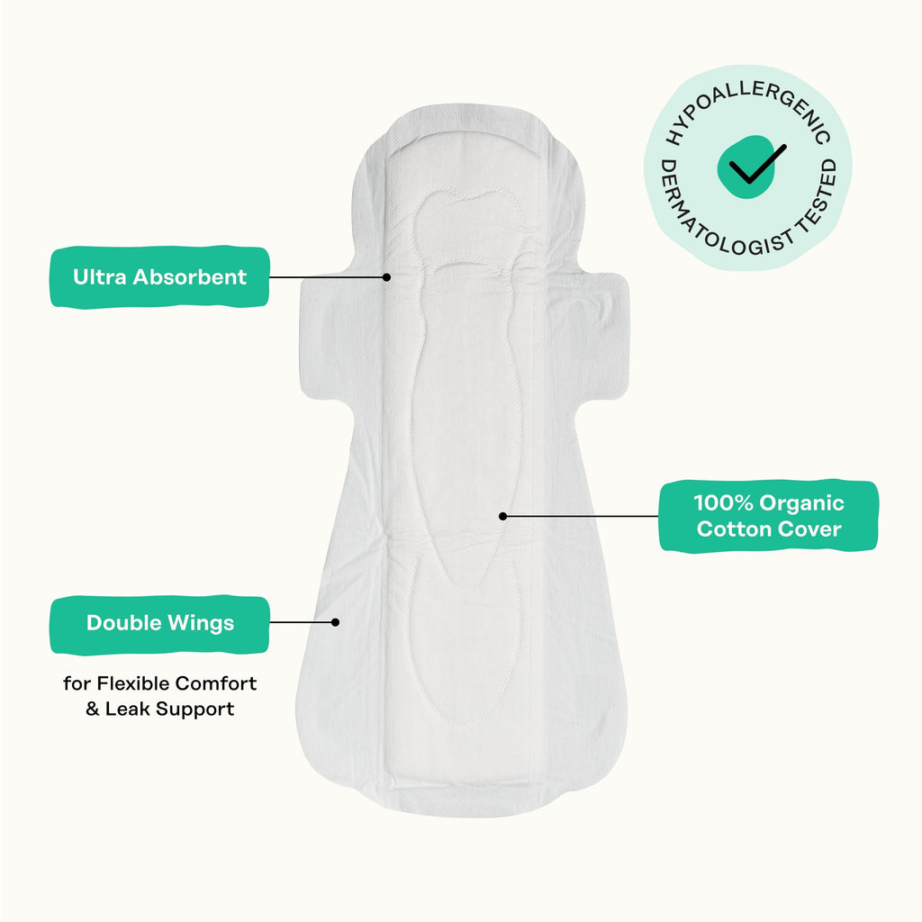 Organic Cotton Cover Cooling Herbal Infusion Overnight Pads (5R17)