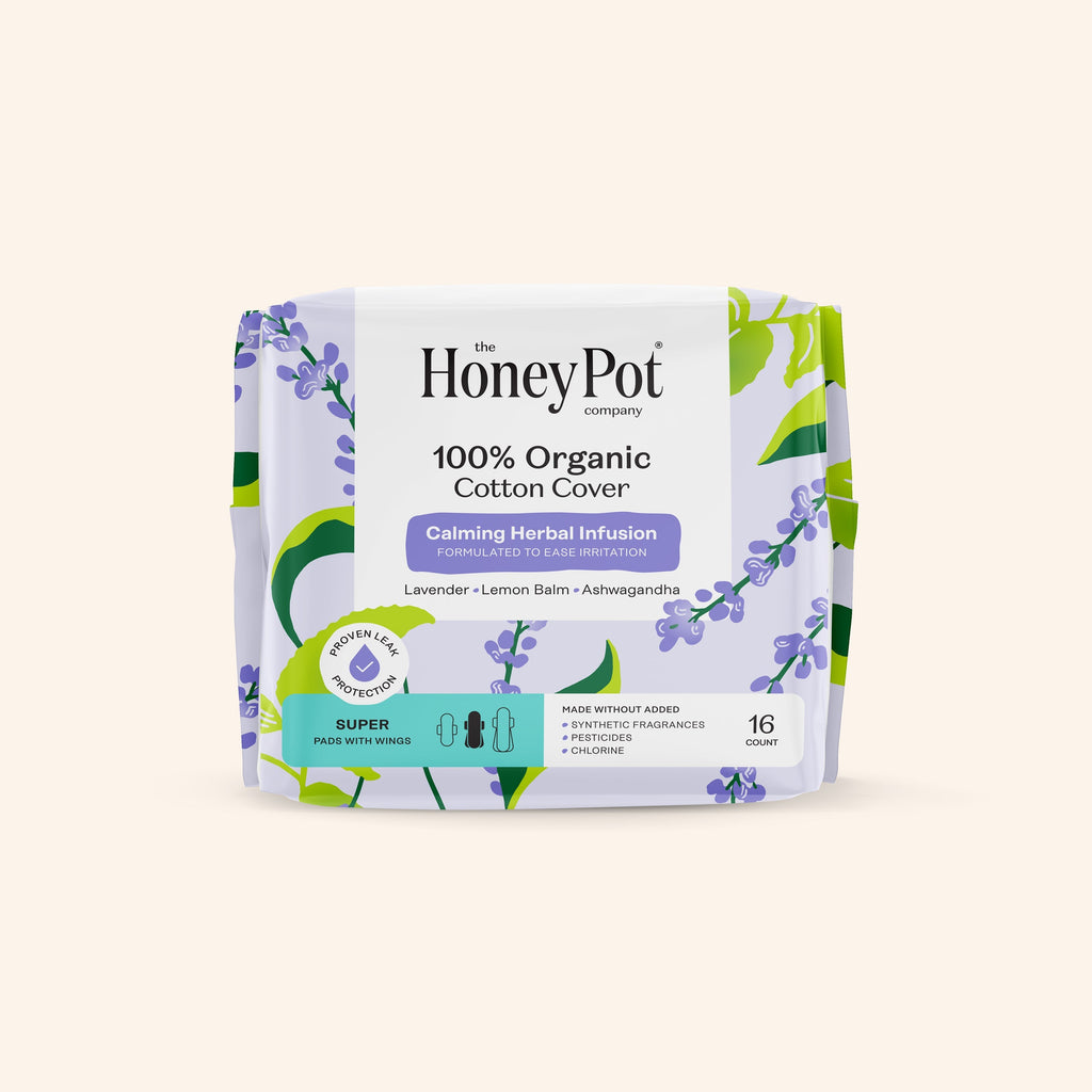 Organic Cotton Cover Calming Herbal Infusion Super Pads With Wings (HQTJ)