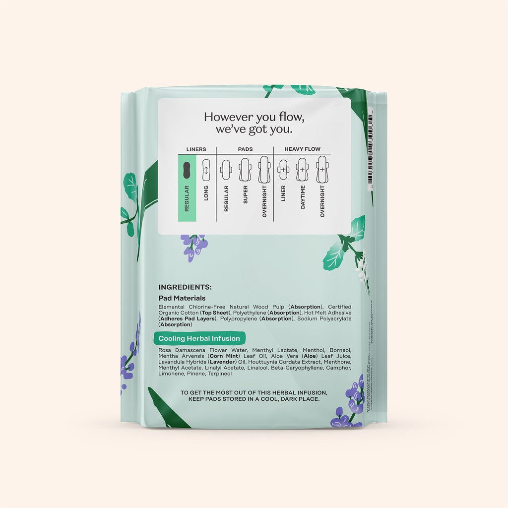 Organic Cotton Cooling Herbal Infusion Regular Liners — Medium Pack (M7UN)