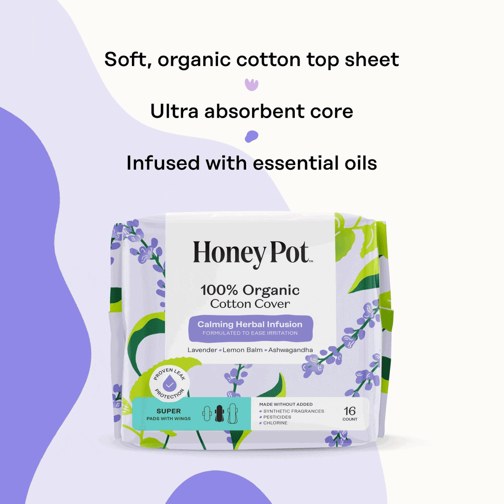 Organic Cotton Cover Calming Herbal Infusion Super Pads With Wings (HQTJ)