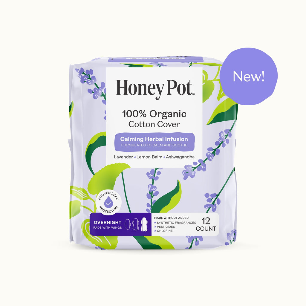 Organic Cotton Cover Calming Herbal Infusion Overnight Pads With Wings (OPSG)