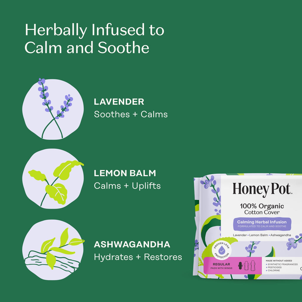 Organic Cotton Cover Calming Herbal Infusion Regular Pads With Wings (7N1F)