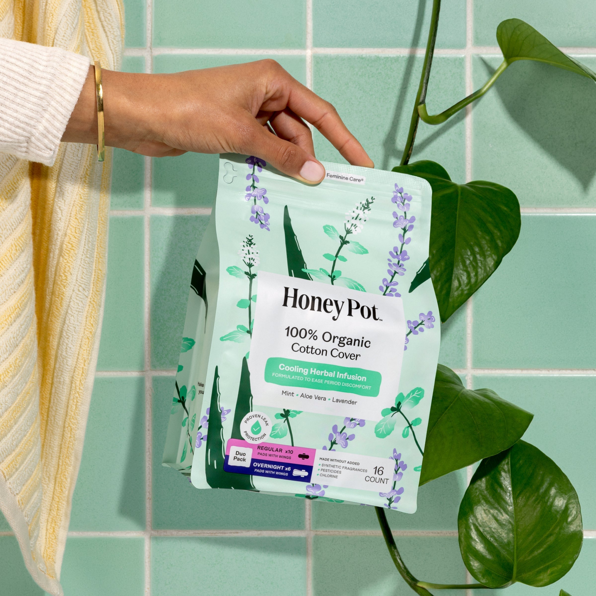 Organic Cotton Cover Cooling Regular Overnight Duo Pads (E1RG)
