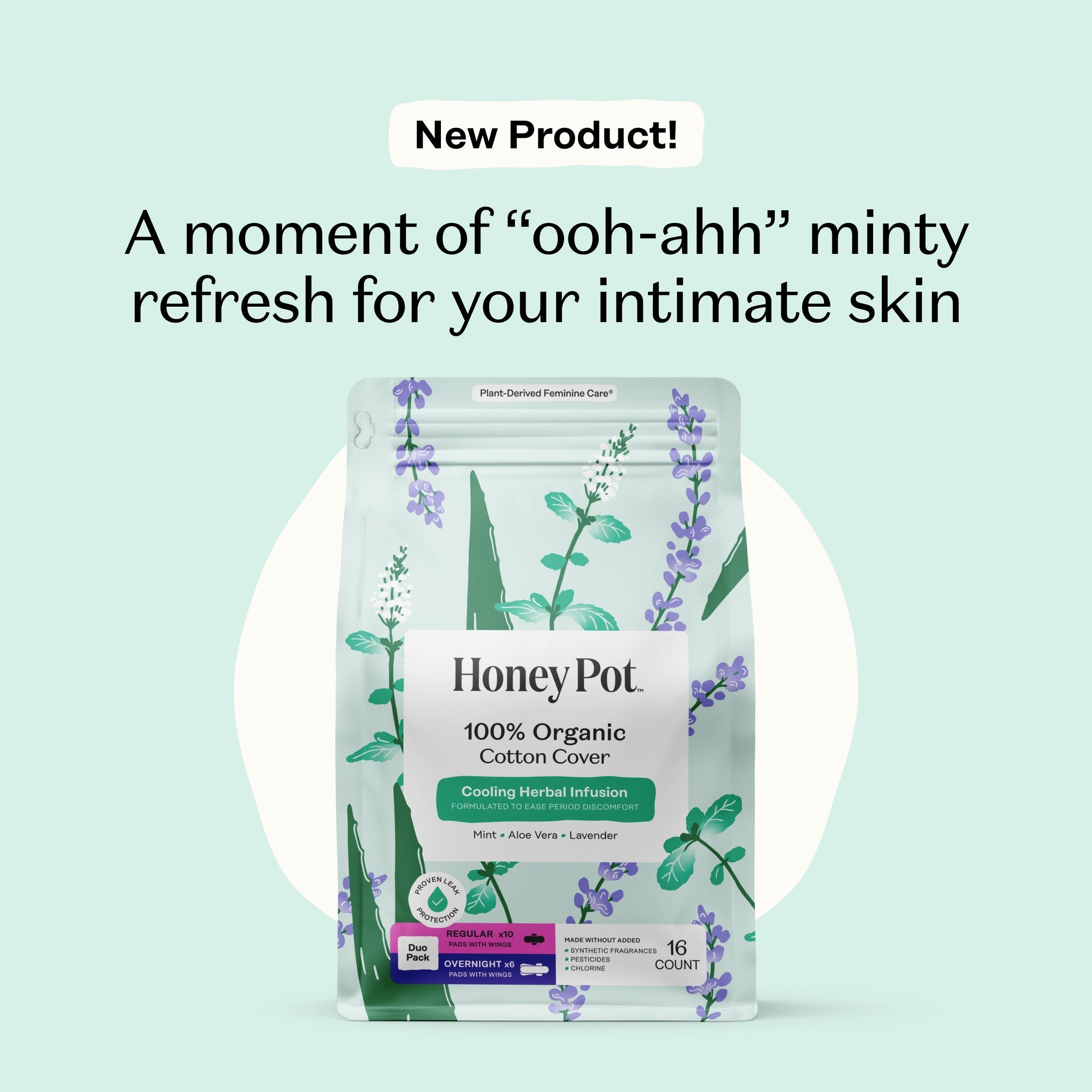 Organic Cotton Cover Cooling Regular Overnight Duo Pads (E1RG)