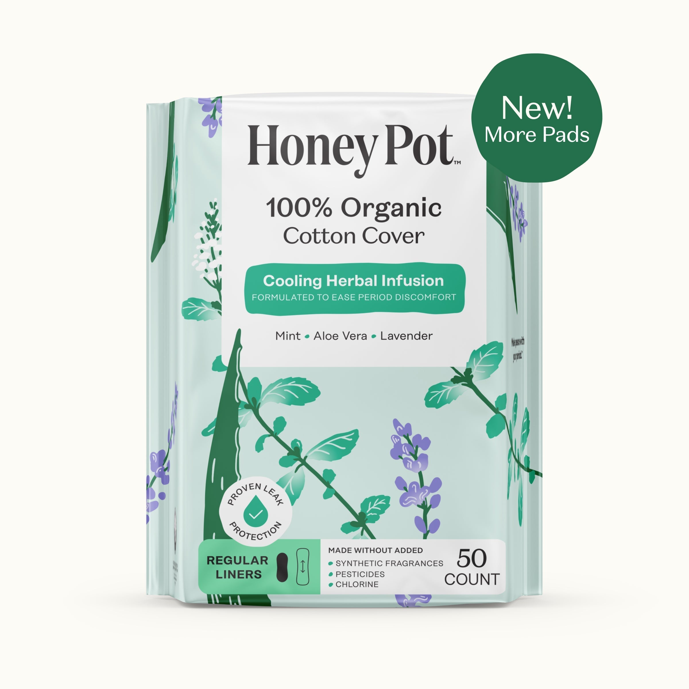 Organic Cotton Cooling Herbal Infusion Regular Liners — Medium Pack (M7UN)