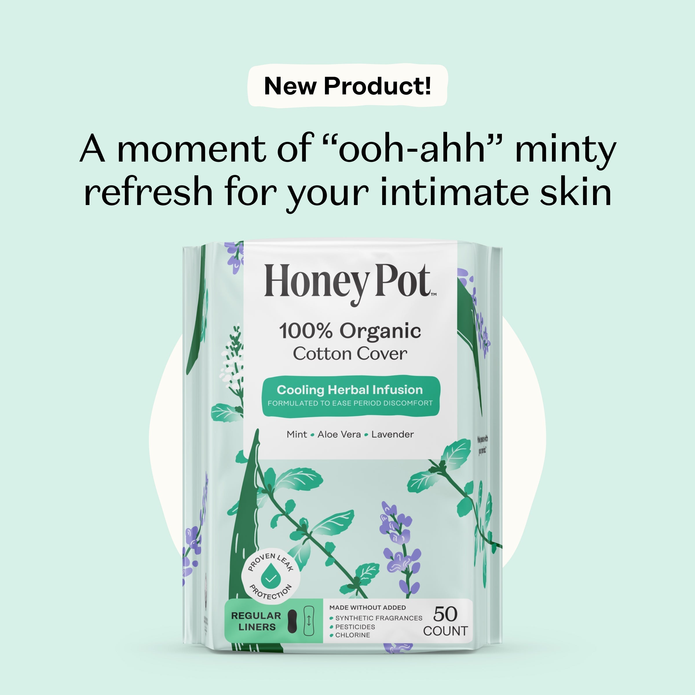 Organic Cotton Cooling Herbal Infusion Regular Liners — Medium Pack (M7UN)