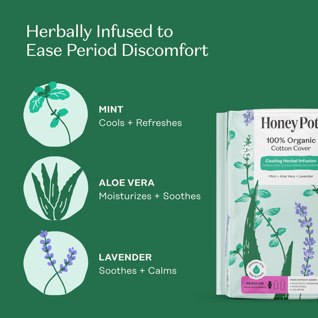 Organic Cotton Cooling Herbal Infusion Regular Pads — Medium Pack (75OP)