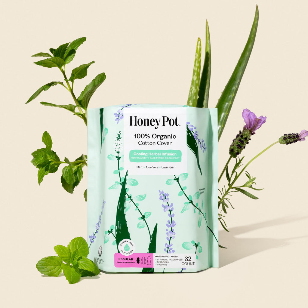 Organic Cotton Cooling Herbal Infusion Regular Pads — Medium Pack (75OP)