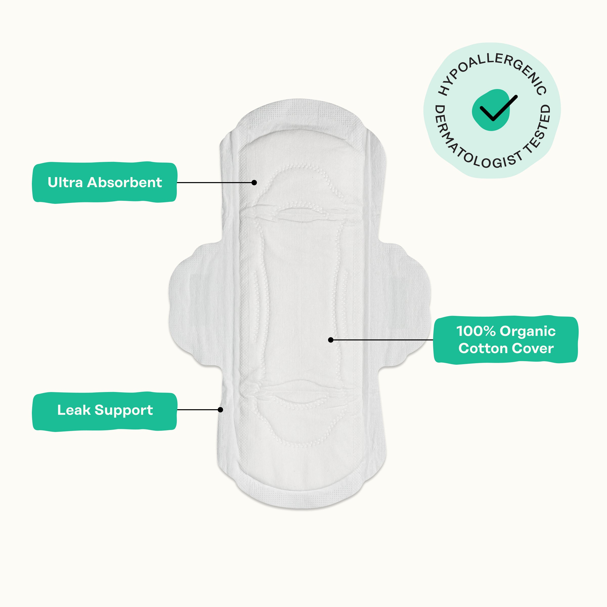 Organic Cotton Cooling Herbal Infusion Regular Pads — Medium Pack (75OP)