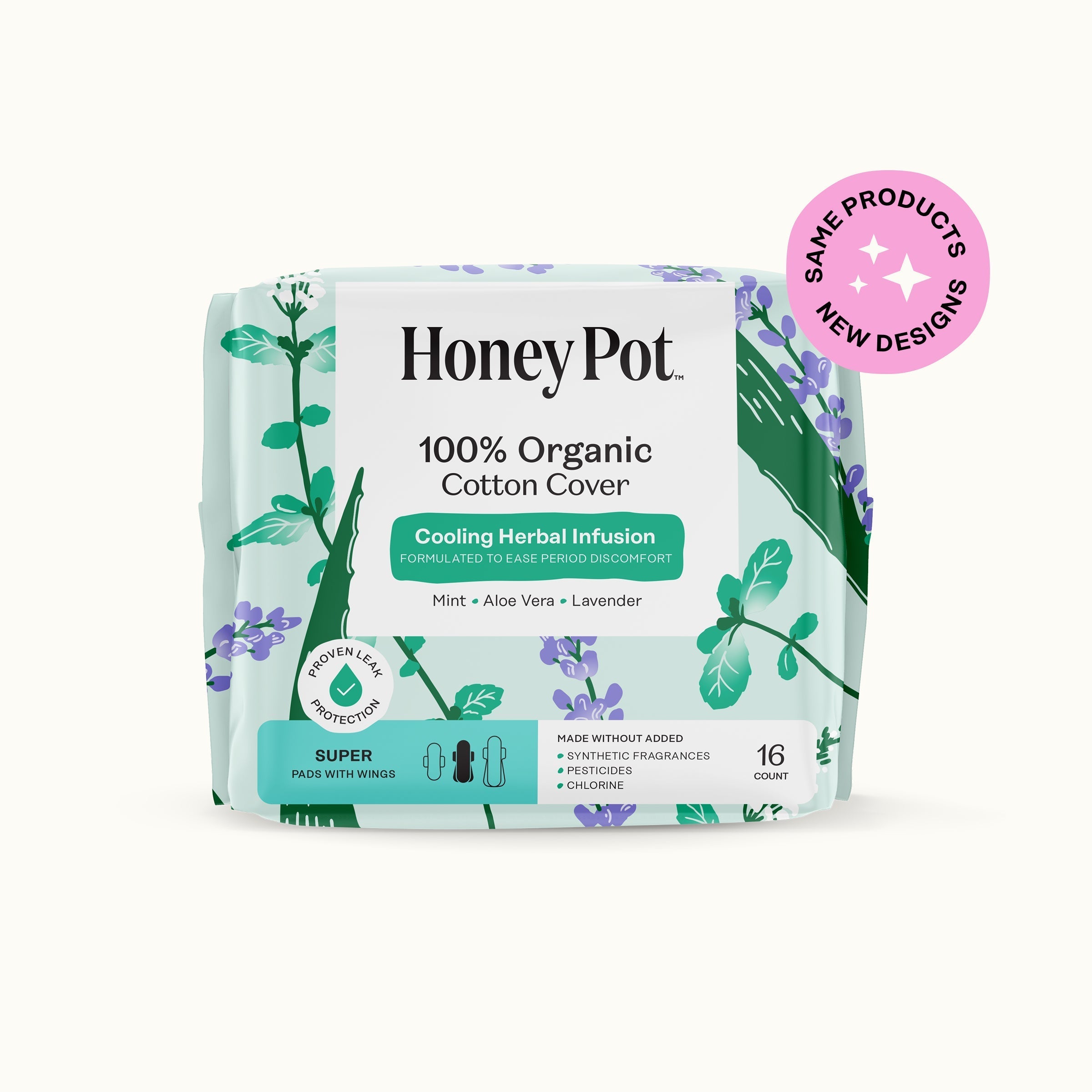 Organic Cotton Cover Cooling Herbal Infusion Super Pads (THVD)