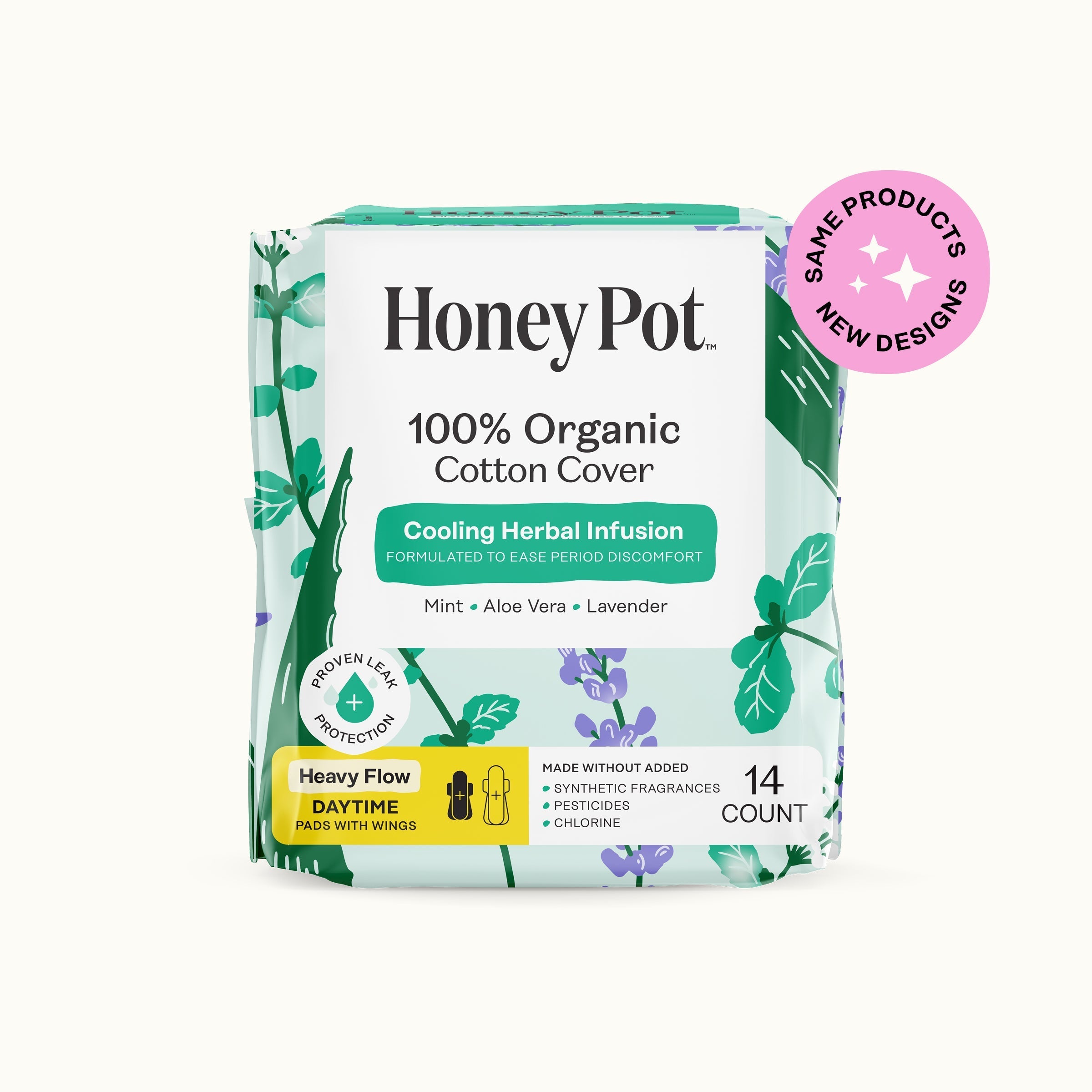 Organic Cotton Cover Cooling Herbal Infusion Heavy Flow Daytime Pads (OY7C)