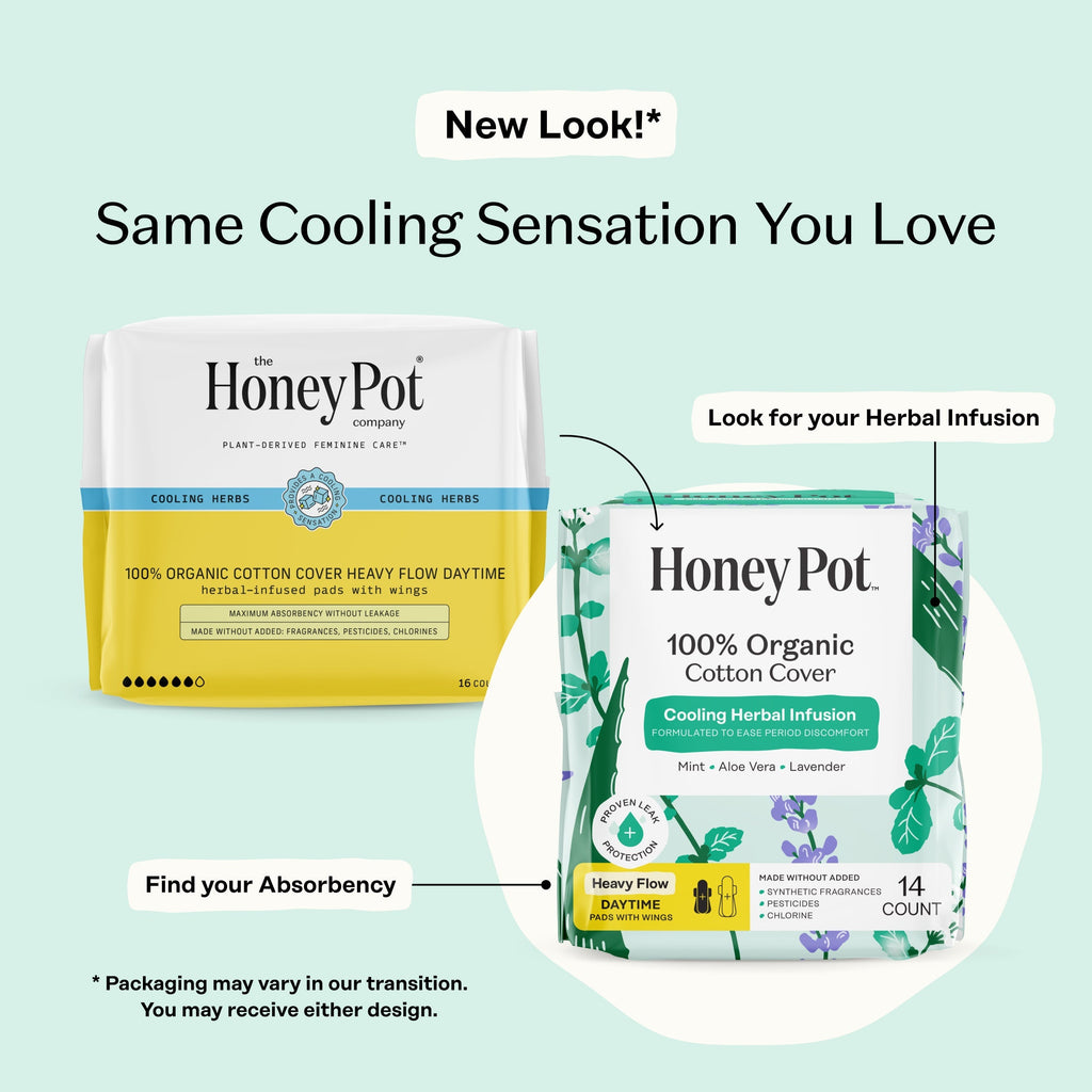 Organic Cotton Cover Cooling Herbal Infusion Heavy Flow Daytime Pads (OY7C)