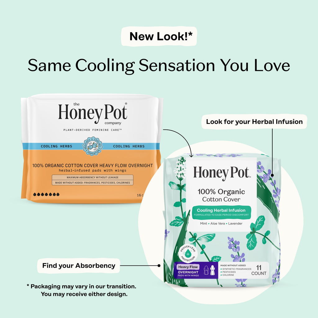 Organic Cotton Cover Cooling Herbal Infusion Heavy Flow Overnight Pads (KIDJ)