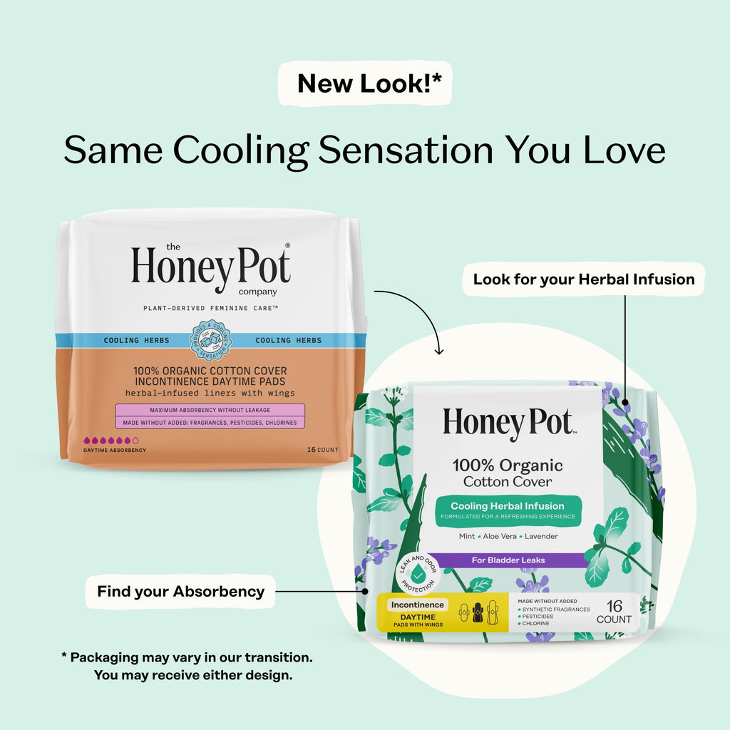 Incontinence Cooling Herbal Infusion 100% Organic Cotton Cover Daytime Pads (FIXG)
