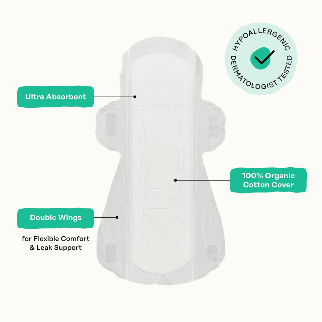Incontinence Cooling Herbal Infusion 100% Organic Cotton Cover Daytime Pads (FIXG)
