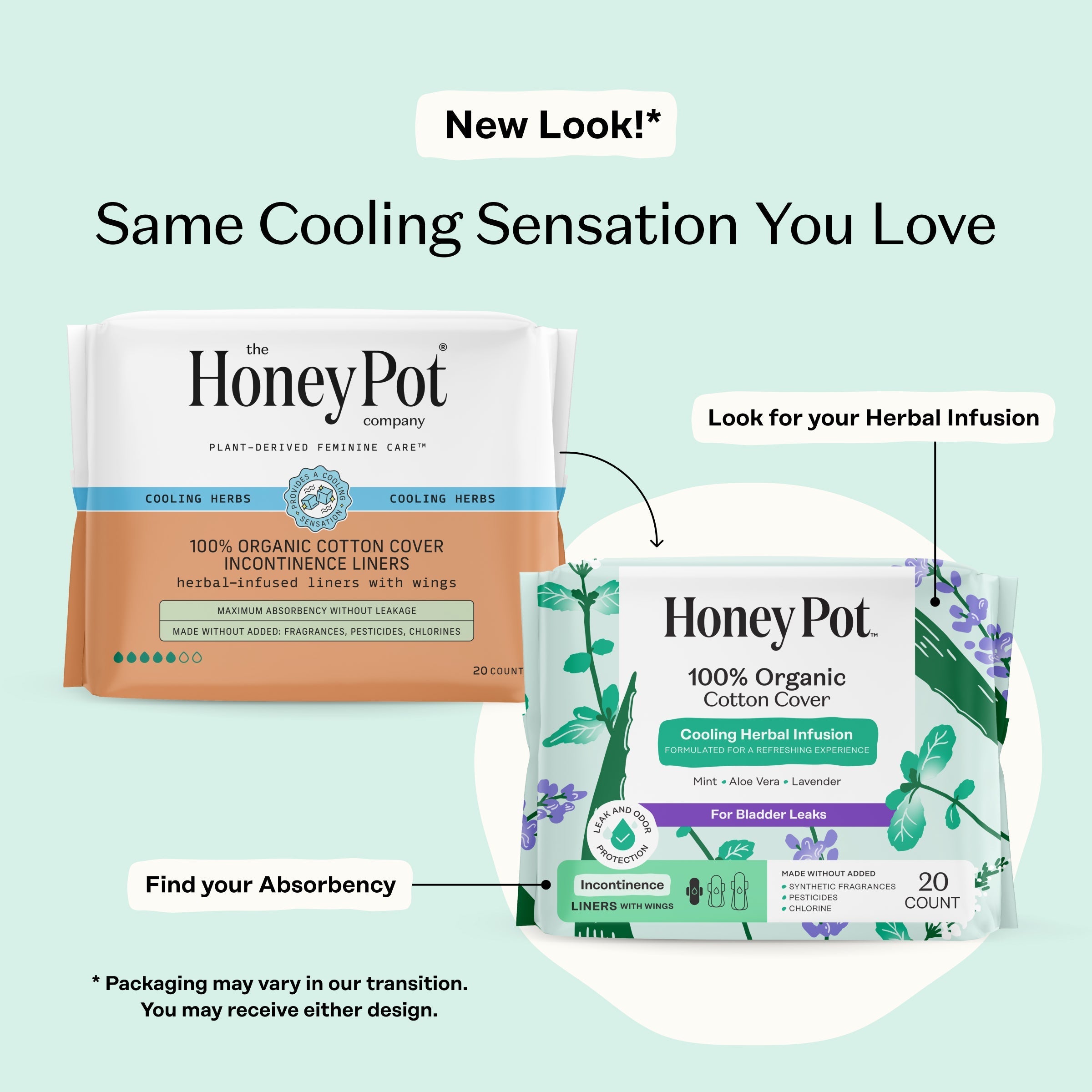 Incontinence Cooling Herbal Infusion 100% Organic Cotton Cover Liners (3JG2)