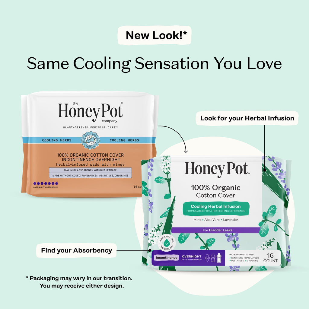 Incontinence Cooling Herbal Infusion 100% Organic Cotton Cover Nighttime Pads (XP70)