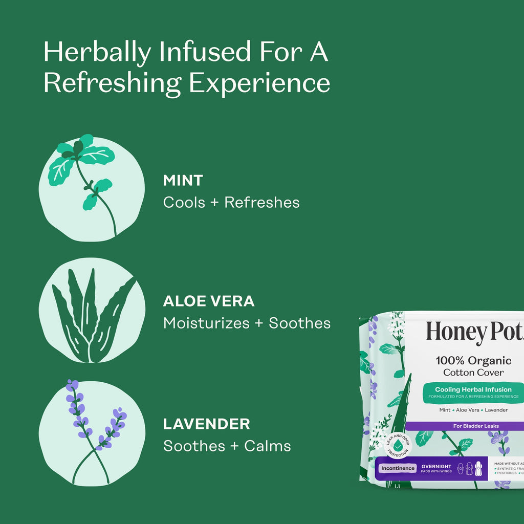 Incontinence Cooling Herbal Infusion 100% Organic Cotton Cover Nighttime Pads (XP70)