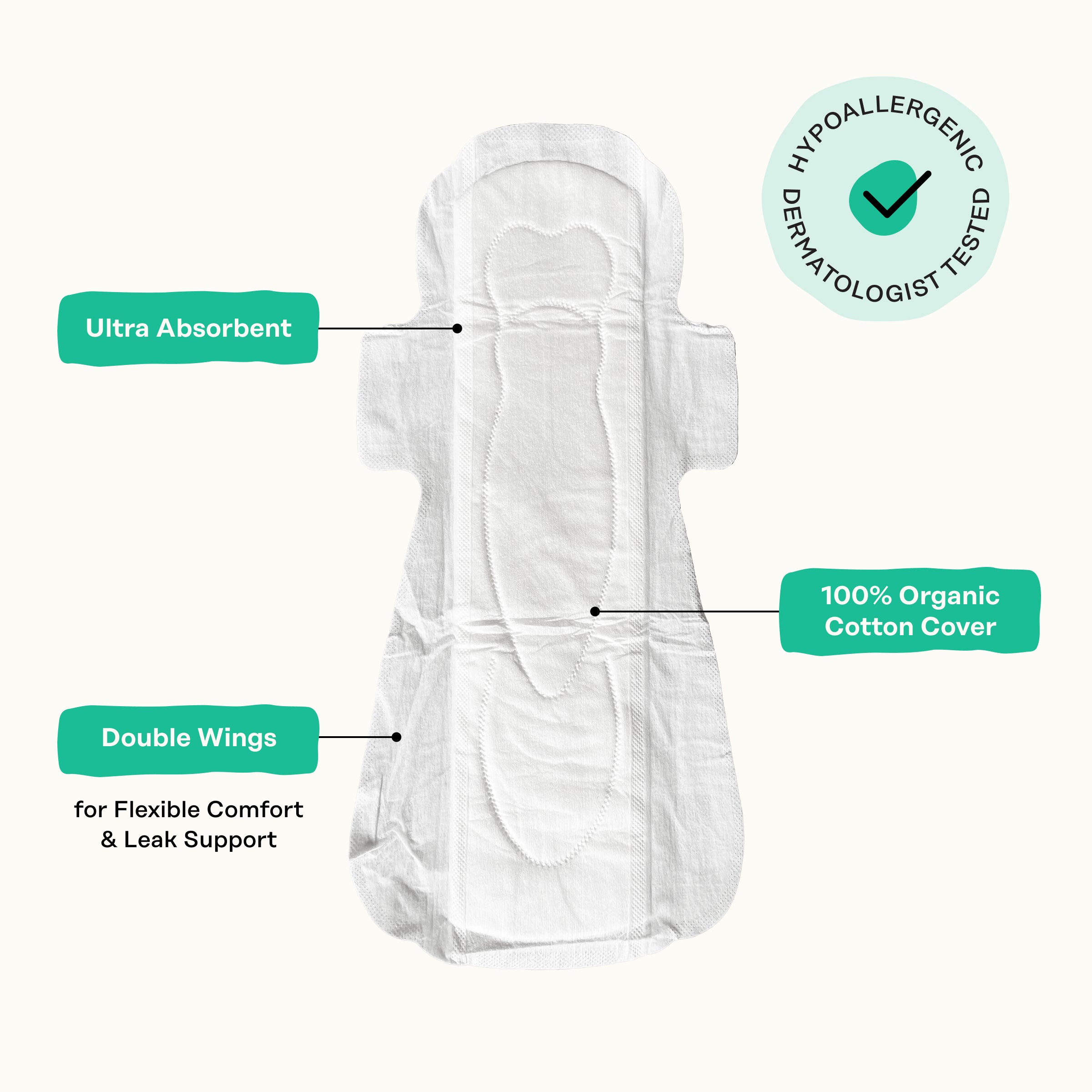 Incontinence Cooling Herbal Infusion 100% Organic Cotton Cover Nighttime Pads (XP70)