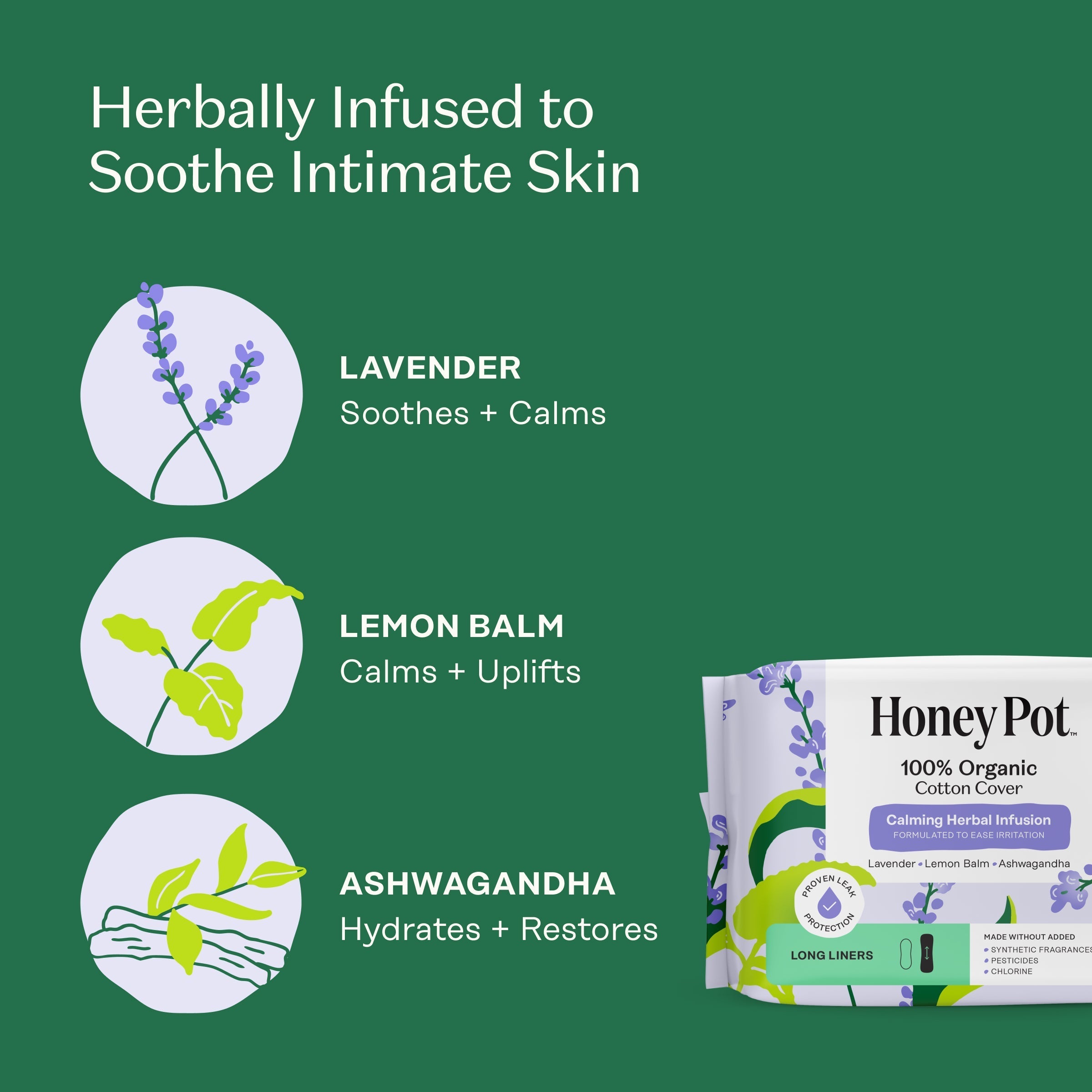 Organic Cotton Cover Calming Herbal Infusion Long Liners (I683)