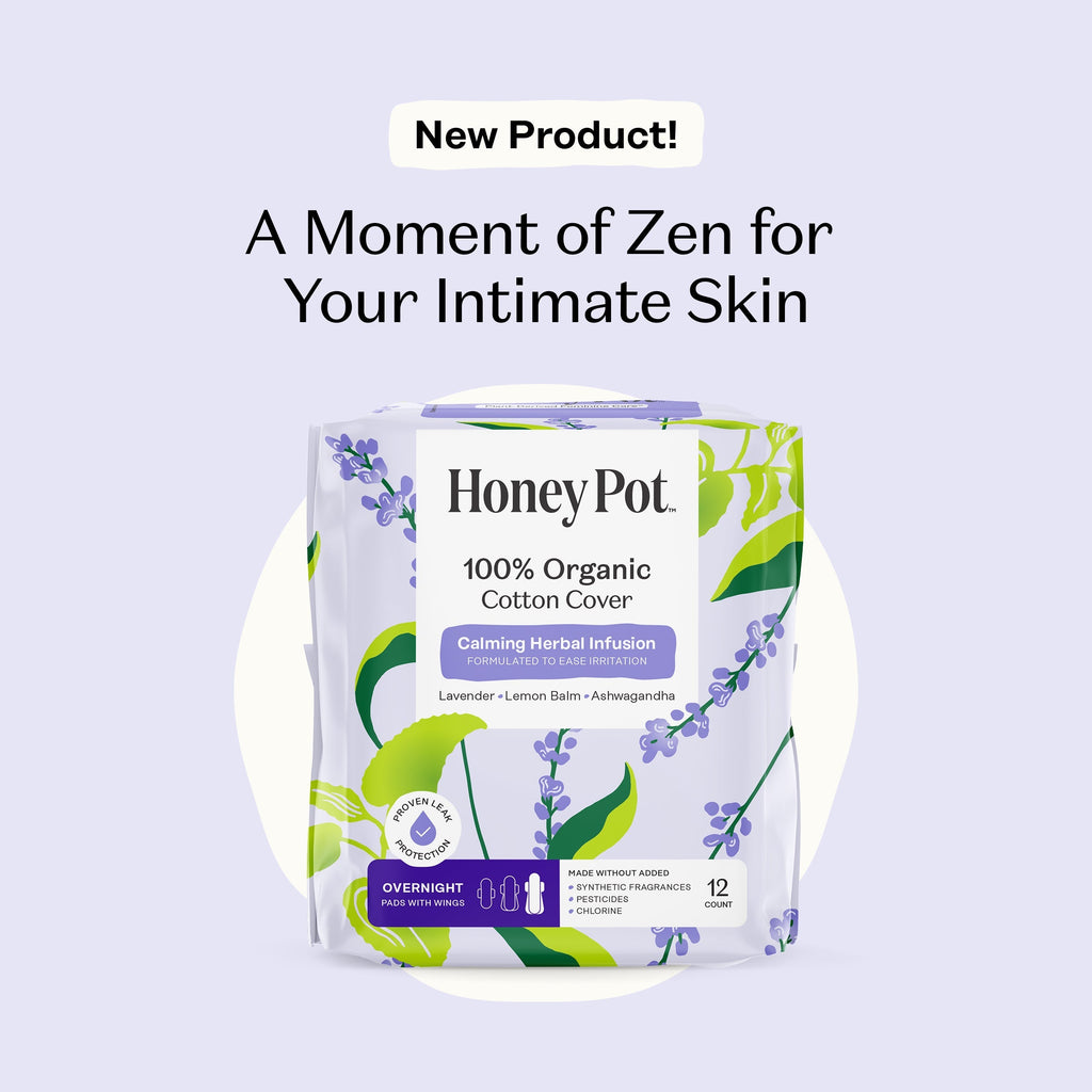 Organic Cotton Cover Calming Herbal Infusion Overnight Pads With Wings (OPSG)