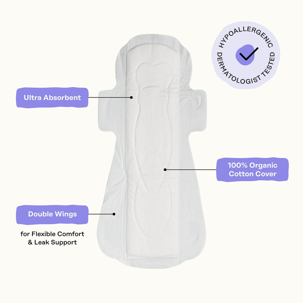 Organic Cotton Cover Calming Herbal Infusion Overnight Pads With Wings (OPSG)