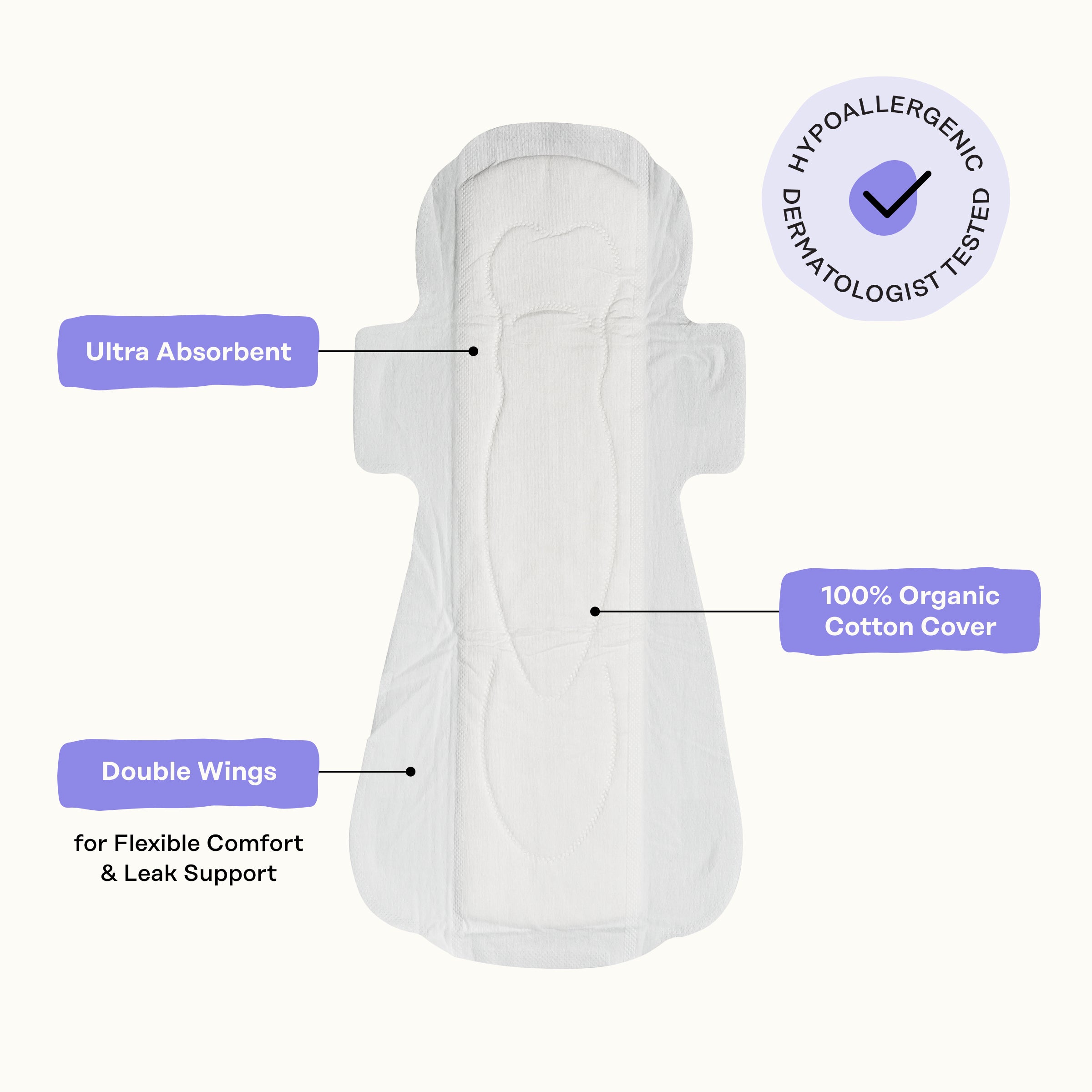 Organic Cotton Cover Calming Herbal Infusion Overnight Pads With Wings (OPSG)