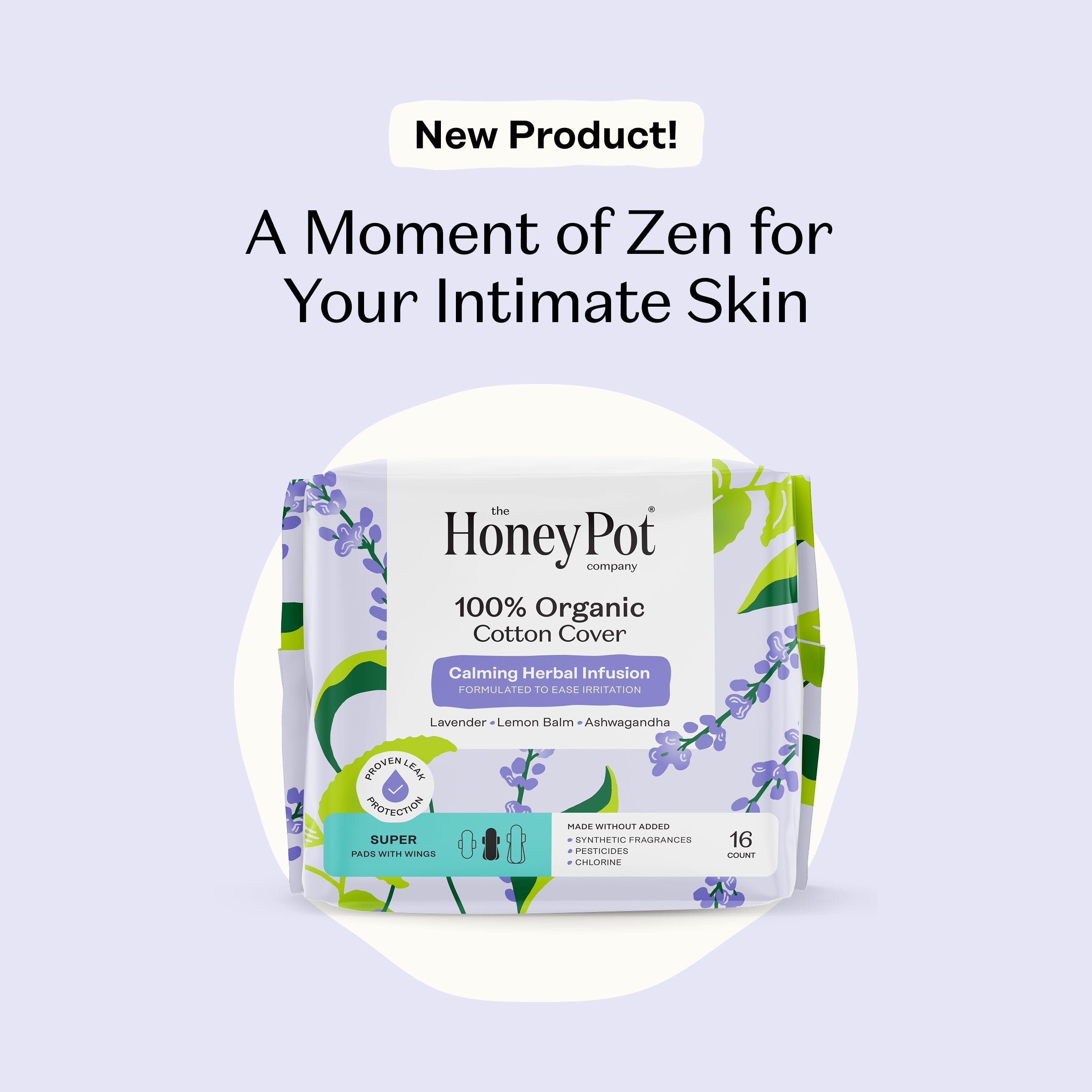 Organic Cotton Cover Calming Herbal Infusion Super Pads With Wings (HQTJ)